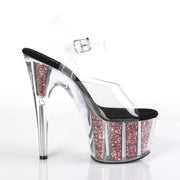 Pleaser ADORE-708CG Clear/Pink Confetti Glitter