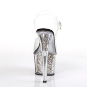 Pleaser ADORE-708CG Platform Sandal (Clear/Silver Confetti Glitter)
