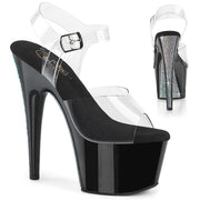 Pleaser ADORE-708CRS-2 Platform Sandal (Clear/Black-Silver Rhinestone)