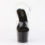Pleaser ADORE-708CRS-2 Platform Sandal (Clear/Black-Silver Rhinestone)