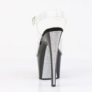 Pleaser ADORE-708CRS-2 Platform Sandal (Clear/Black-Silver Rhinestone)