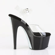 Pleaser ADORE-708CRS-2 Platform Sandal (Clear/Black-Silver Rhinestone)