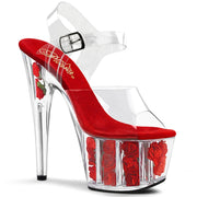 Pleaser ADORE-708FL Platform Sandal (Clear/Red Flowers) 5
