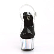 Pleaser ADORE-708HGI Platform Sandal (Clear/Silver Hologram Inserts)