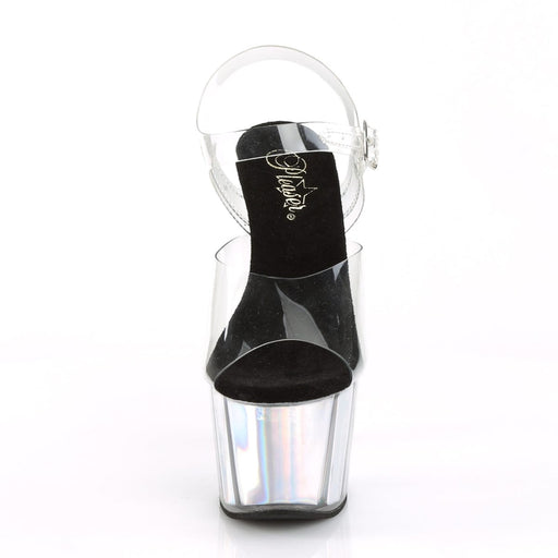Pleaser ADORE-708HGI Platform Sandal (Clear/Silver Hologram Inserts)