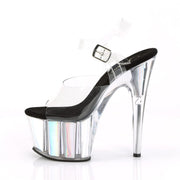 Pleaser ADORE-708HGI Platform Sandal (Clear/Silver Hologram Inserts)