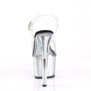 Pleaser ADORE-708HGI Platform Sandal (Clear/Silver Hologram Inserts)