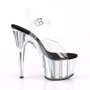 Pleaser ADORE-708HGI Platform Sandal (Clear/Silver Hologram Inserts)