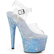 Pleaser ADORE-708LG Platform Sandal (Clear/Baby Blue Glitter) 5
