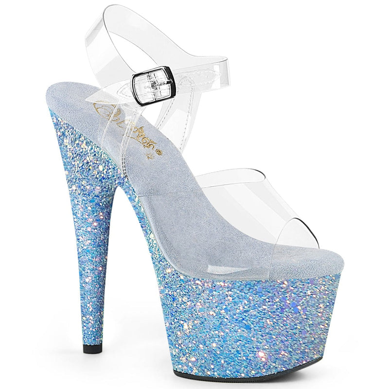 Pleaser ADORE-708LG Platform Sandal (Clear/Baby Blue Glitter) 5