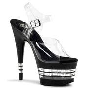 Pleaser ADORE-708LN Platform Sandal (Clear/Black)