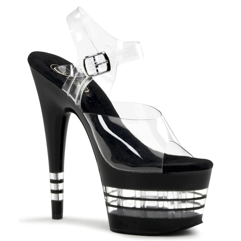 Pleaser ADORE-708LN Platform Sandal (Clear/Black)