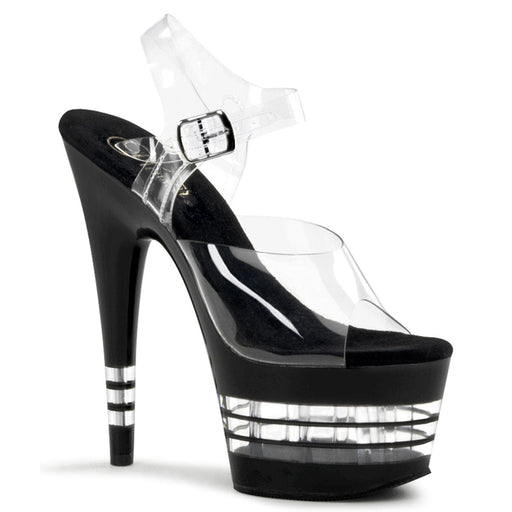 Pleaser ADORE-708LN Platform Sandal (Clear/Black)