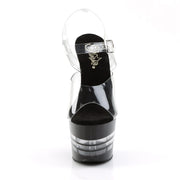 Pleaser ADORE-708LN Platform Sandal (Clear/Black)