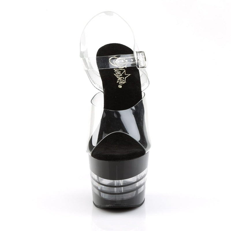Pleaser ADORE-708LN Platform Sandal (Clear/Black)