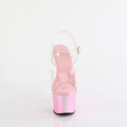 Pleaser ADORE-708LQ Platform Sandal (Clear/Liquid Baby Pink Hologram)