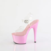 Pleaser ADORE-708LQ Platform Sandal (Clear/Liquid Baby Pink Hologram)