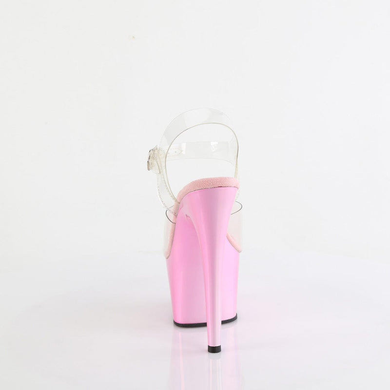 Pleaser ADORE-708LQ Platform Sandal (Clear/Liquid Baby Pink Hologram)