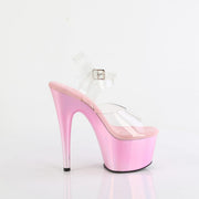 Pleaser ADORE-708LQ Platform Sandal (Clear/Liquid Baby Pink Hologram)