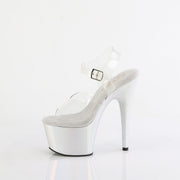 Pleaser ADORE-708LQ Platform Sandal (Clear/Liquid Silver Hologram)