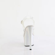 Pleaser ADORE-708LQ Platform Sandal (Clear/Liquid Silver Hologram)