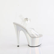 Pleaser ADORE-708LQ Platform Sandal (Clear/Liquid Silver Hologram)