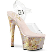 Pleaser ADORE-708MB Platform Sandal (Clear/Blush-Gold Marble)