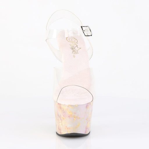 Pleaser ADORE-708MB Platform Sandal (Clear/Blush-Gold Marble)