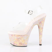 Pleaser ADORE-708MB Platform Sandal (Clear/Blush-Gold Marble)