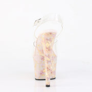 Pleaser ADORE-708MB Platform Sandal (Clear/Blush-Gold Marble)