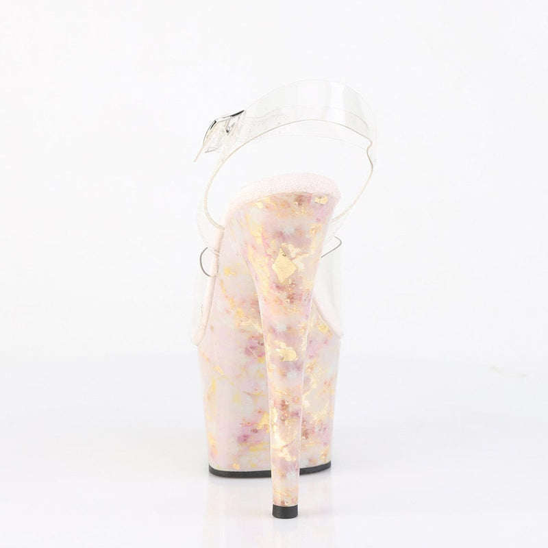Pleaser ADORE-708MB Platform Sandal (Clear/Blush-Gold Marble)