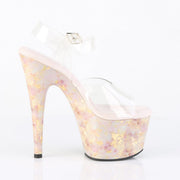 Pleaser ADORE-708MB Platform Sandal (Clear/Blush-Gold Marble)