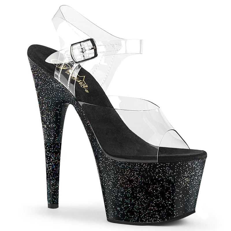 Pleaser ADORE-708MG Platform Sandal (Clear/Black) 5