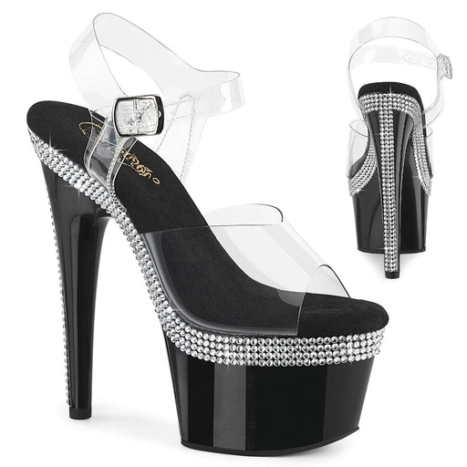 Pleaser ADORE-708MLS Platform Sandal (Clear/Black)