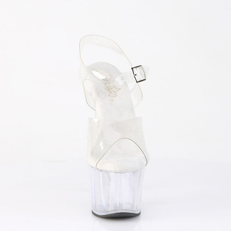 Pleaser ADORE-708MMG Platform Sandal (Clear/Clear)