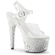 Pleaser ADORE-708MR-5 Platform Sandal (Clear/White-Silver)