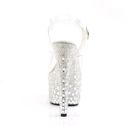 Pleaser ADORE-708MR-5 Platform Sandal (Clear/White-Silver)