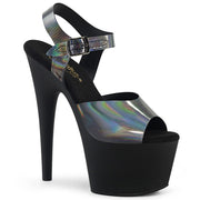 Pleaser ADORE-708N-DT Platform Sandal (Pewter Hologram TPU/Black Matte)