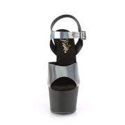 Pleaser ADORE-708N-DT Platform Sandal (Pewter Hologram TPU/Black Matte)