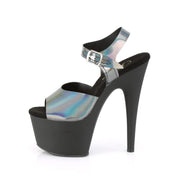 Pleaser ADORE-708N-DT Platform Sandal (Pewter Hologram TPU/Black Matte)