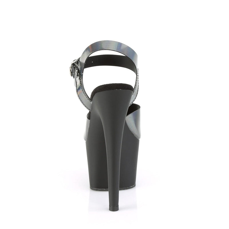 Pleaser ADORE-708N-DT Platform Sandal (Pewter Hologram TPU/Black Matte)