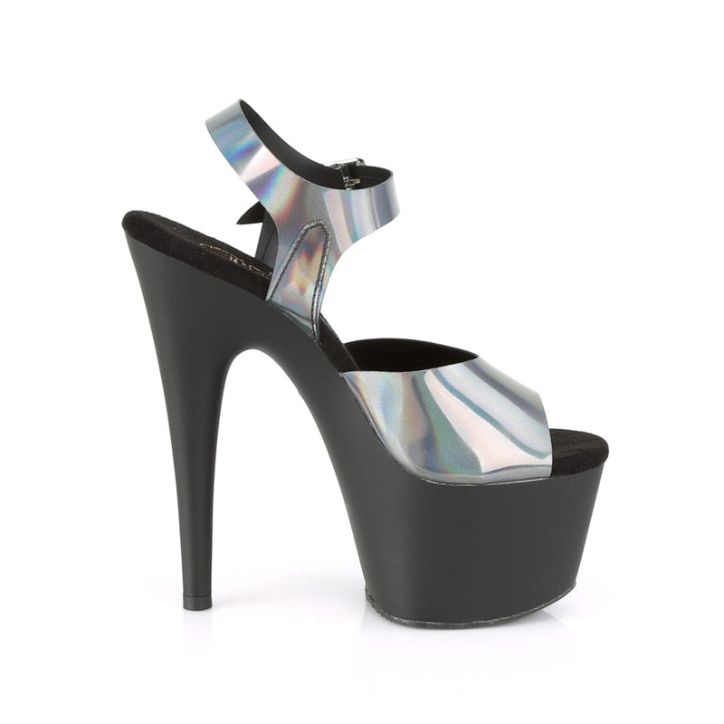 Pleaser ADORE-708N-DT Platform Sandal (Pewter Hologram TPU/Black Matte)