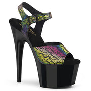 Pleaser ADORE-708N-LTP Platform Sandal (Green-Purple TPU/Black)