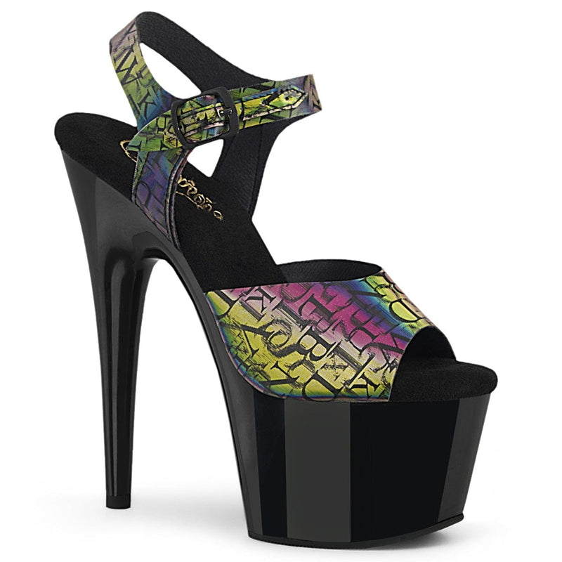 Pleaser ADORE-708N-LTP Platform Sandal (Green-Purple TPU/Black)