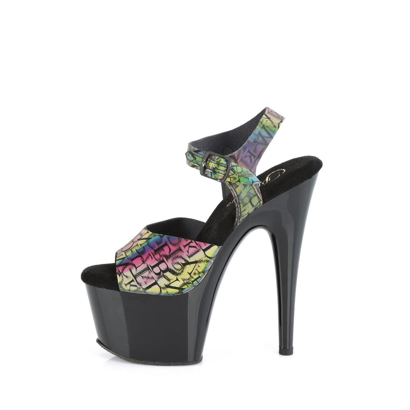 Pleaser ADORE-708N-LTP Platform Sandal (Green-Purple TPU/Black)