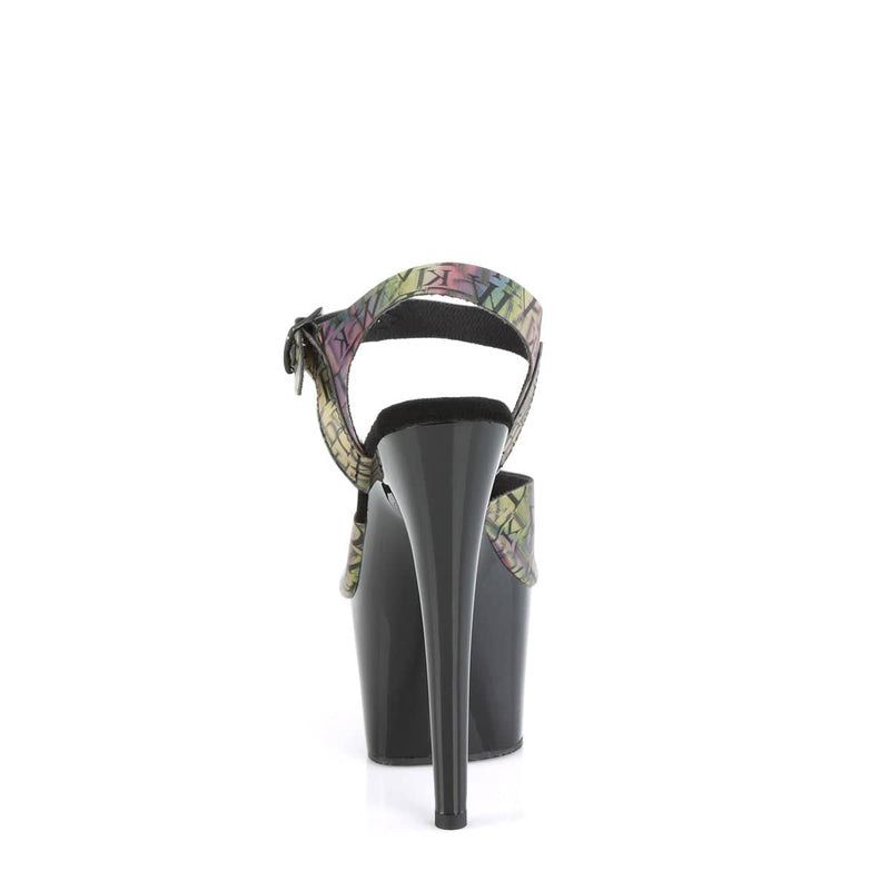 Pleaser ADORE-708N-LTP Platform Sandal (Green-Purple TPU/Black)