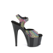 Pleaser ADORE-708N-LTP Platform Sandal (Green-Purple TPU/Black)