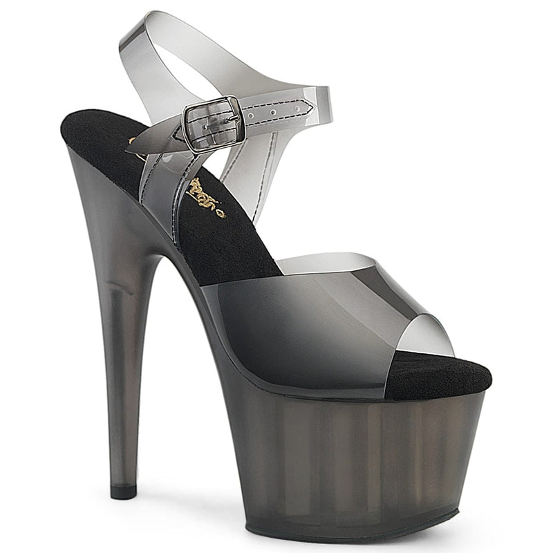 Pleaser ADORE-708N-T Platform Sandal (Black Gradient TPU/Smoke Tinted)