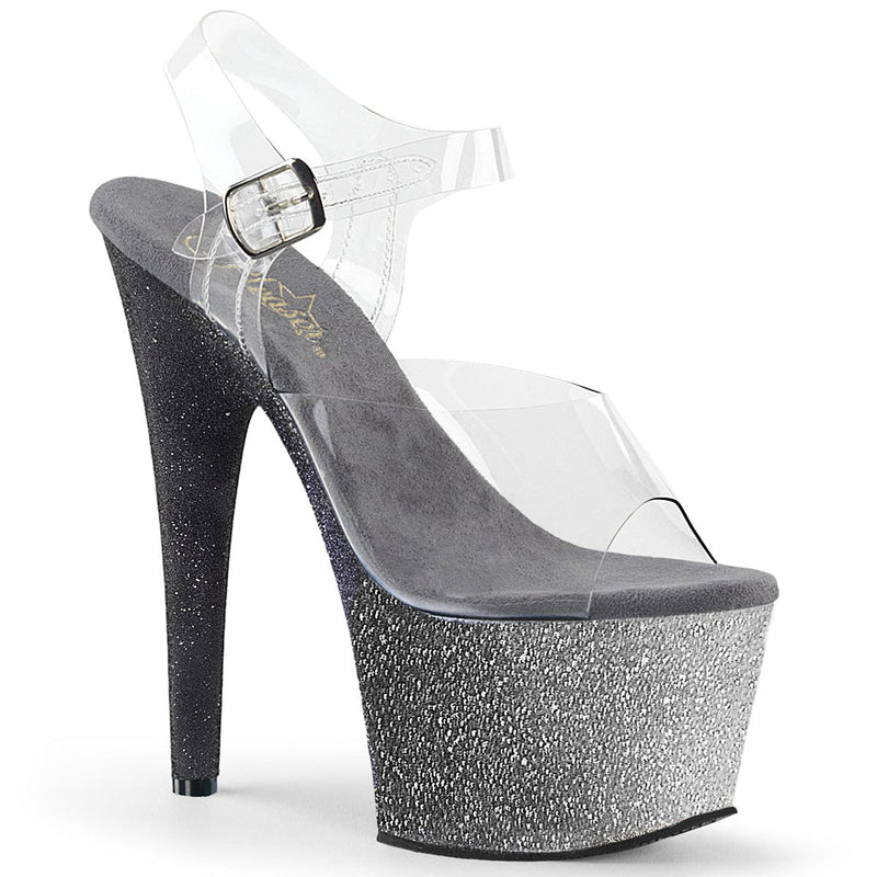 Pleaser ADORE-708OMBRE Platform Sandal (Clear/Silver-Black Ombre) 5