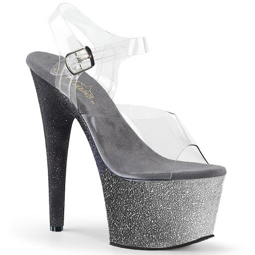 Pleaser ADORE-708OMBRE Platform Sandal (Clear/Silver-Black Ombre) 5